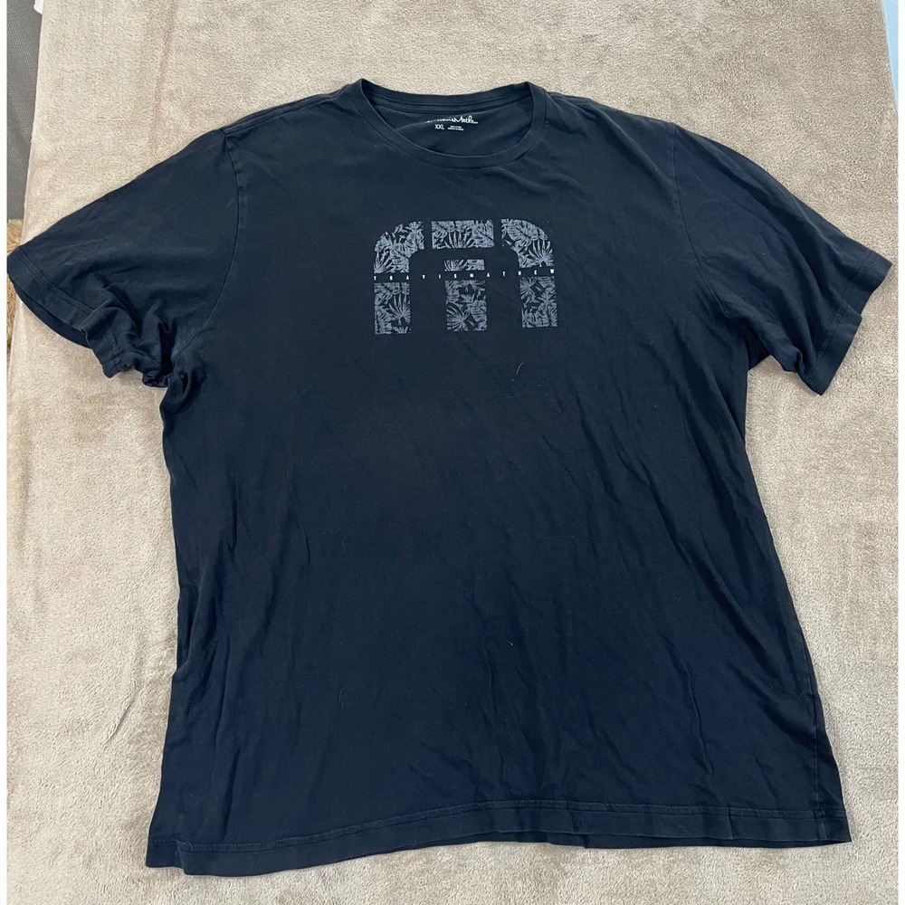 Travis Mathew Sea Glass Tee Men's XXL Black Cotton Crew-neck Short Sleeve GOOD